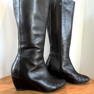 Rockport Adiprene by Adidas Black Leather Wedge Riding Boots, Size 10